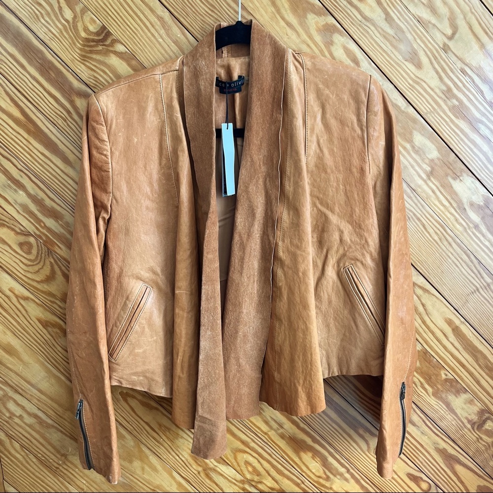 Alice + Olivia Lamb Leather Moto Jacket Small